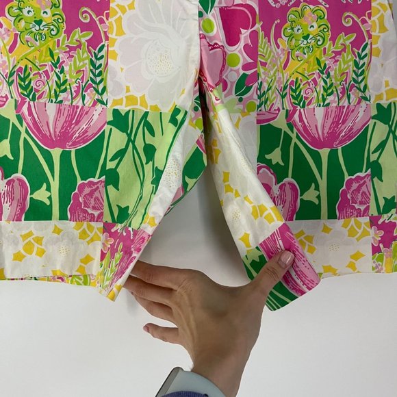 Lilly Pulitzer Derby Patch White Pink Green High-Rise Golf Cart Shorts 0 - Picture 6 of 9